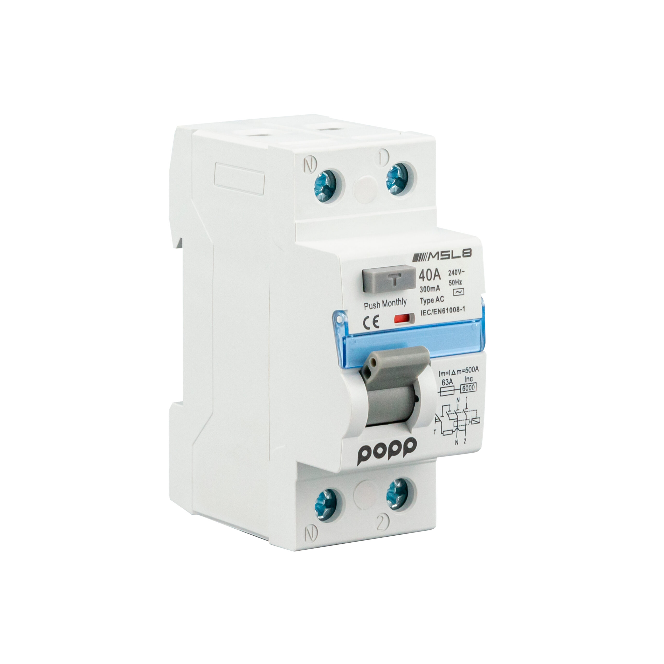 Interruptor 1P+N 40A 300mA diferencial serie MSL8 gama industrial