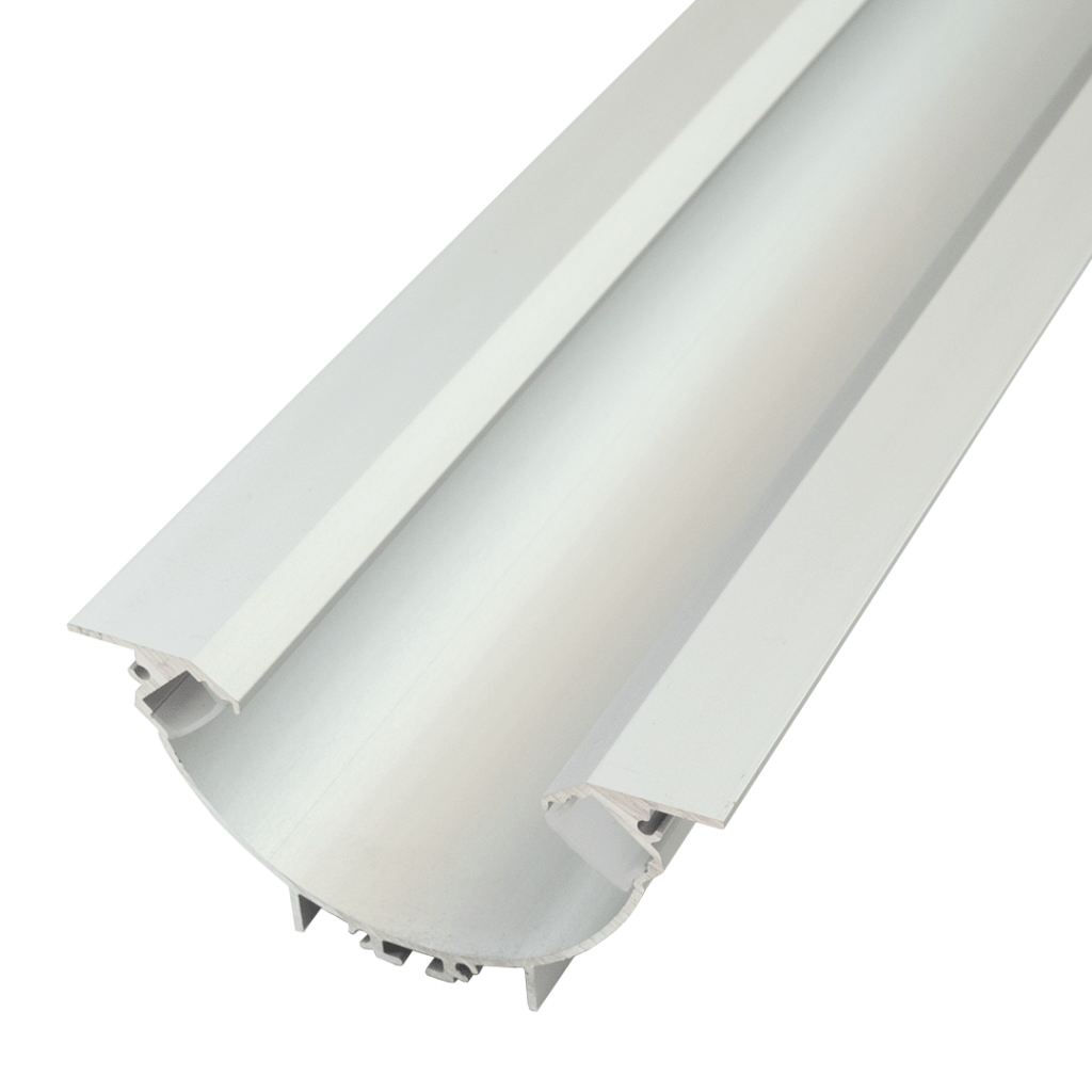 Perfil LED 2 metros cóncavo con luz bilateral indirecta para empotrar de 101,6 mm x 49,25 mm