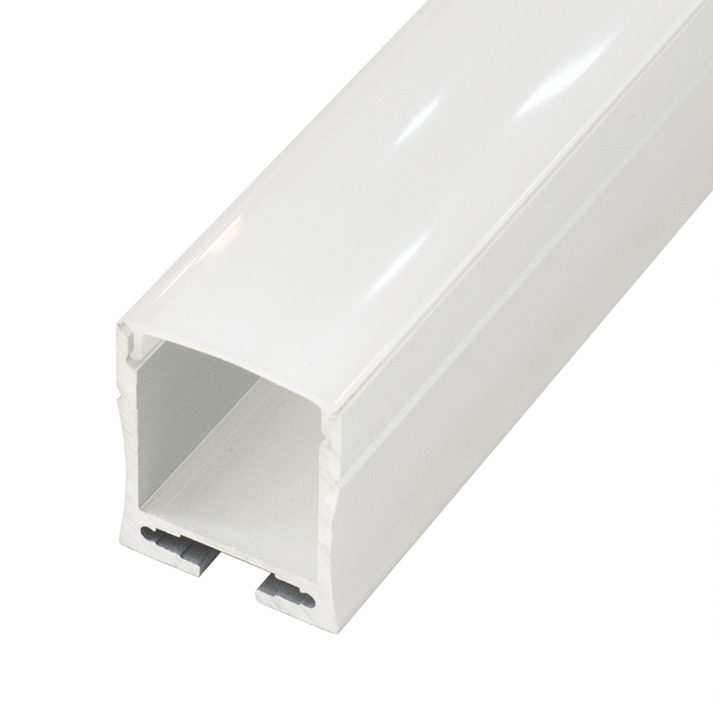 Perfil LED 2 metros de superficie con opción colgante de 23,2 mm x 26,7 mm