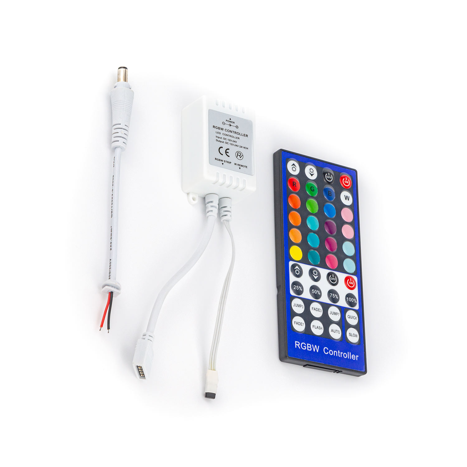Controlador RGB-W con mando para tira LED 5 hilos DC12V:72W DC24V:144W
