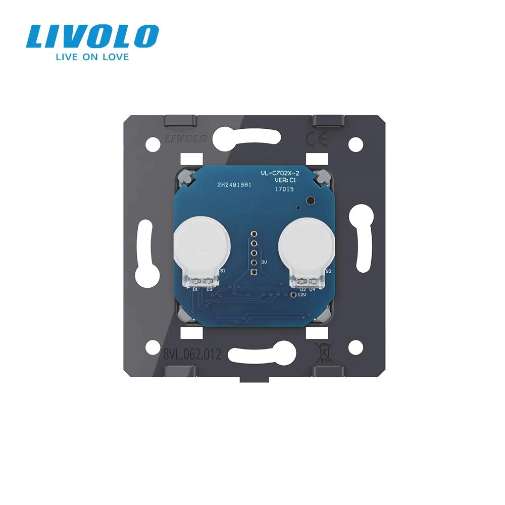 Livolo Interruptor táctil doble conmutador y cruzamiento 80*80mm