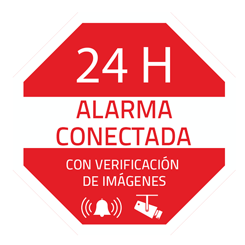 Serigrafía Alarma conectada Vinilo impreso laminado 65x65mm