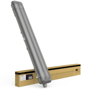 TRAXON LUXPOINT® Pantalla Estanca Vacia Sellada para 2 Tubos LED T8 (Tubo *No incluido) 60cm, Libre de halogeno, IP65 Impermeable, para Parking, Almacen, Túnel (60cm | 2 tubo T8)